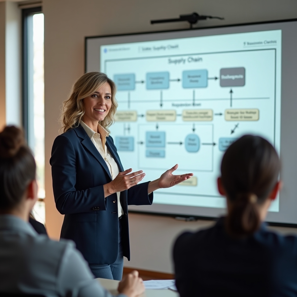 Istruttore che conduce un seminario sulla supply chain